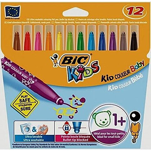 Bic Kids Couleur Baby Yıkanabilir Keçeli Kalem 12 Renk (902080)(9020802) - 2