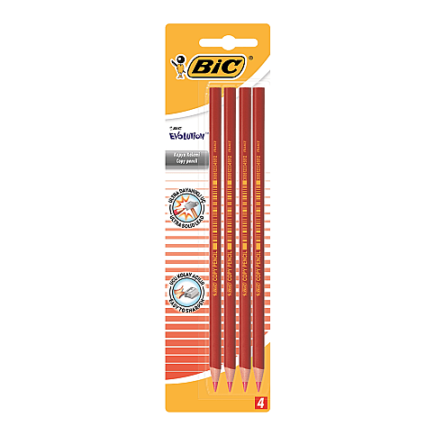 BİC EVOLUTİON KOPYA KALEMİ KIRMIZI 4LÜ BLİSTER (921370)(958179) - 1