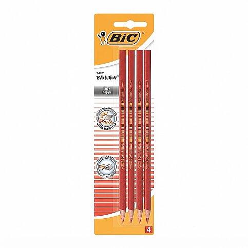 BİC EVOLUTİON KOPYA KALEMİ KIRMIZI 4LÜ BLİSTER (921370)(958179) - 1