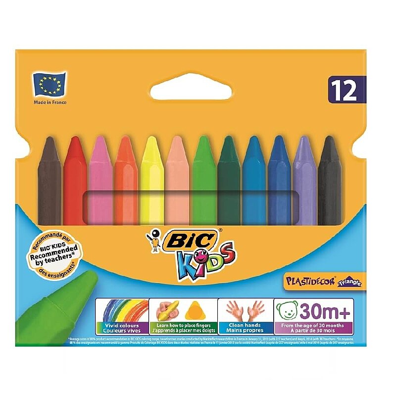 BİC KİDS ELLERİ KİRLETMEYEN PASTEL BOYA 12 RENK (829773)(8297733)