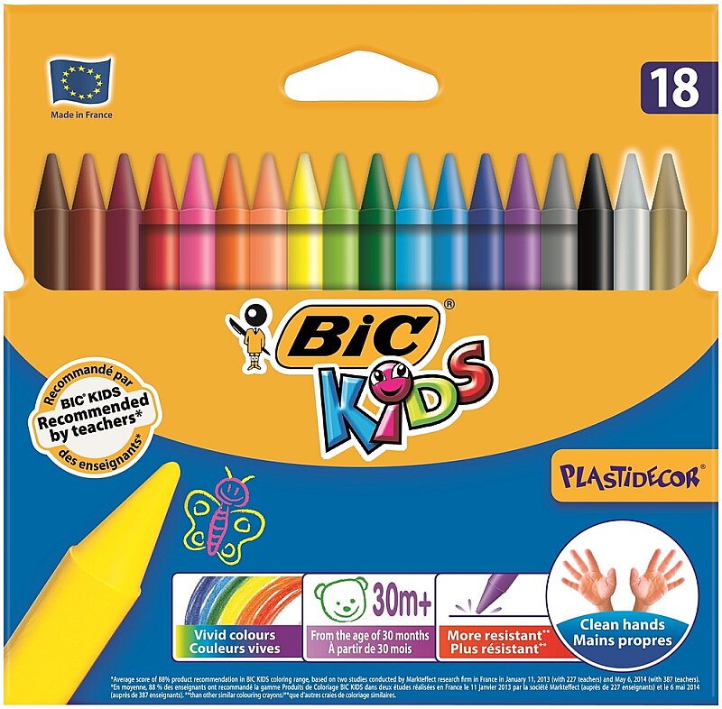 BİC KİDS SİLİNEBİLİR PASTEL BOYA 18 RENK (829771)(8297714)