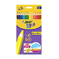 BİC KİDS SOFT KURU BOYA 12 RENK+KALEMTRAŞ (93396) - BİC