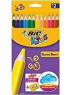 BİC KİDS SOFT KURU BOYA 12 RENK+KALEMTRAŞ (93396) - BİC