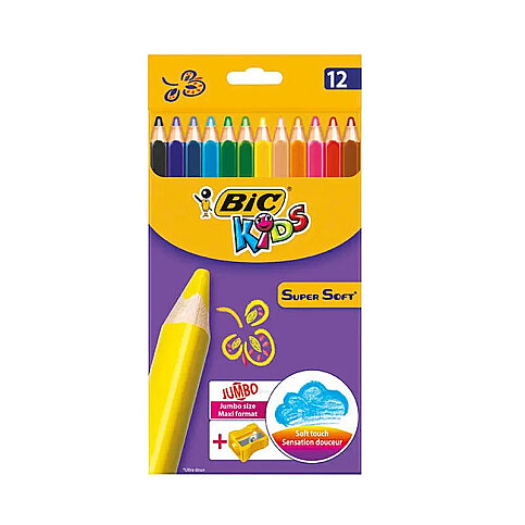 Bic Kids Soft Kuru Boya 12 Renk+Kalemtraş (93396) - 2