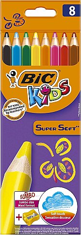 BİC KİDS SOFT KURU BOYA 8 RENK+KALEMTRAŞ (895921) - 1