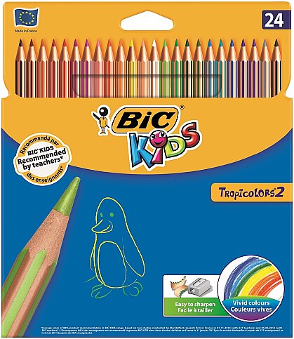 BİC KİDS TROPİCOLORS KURU BOYA 24 RENK (9375182)(9375183) - 1