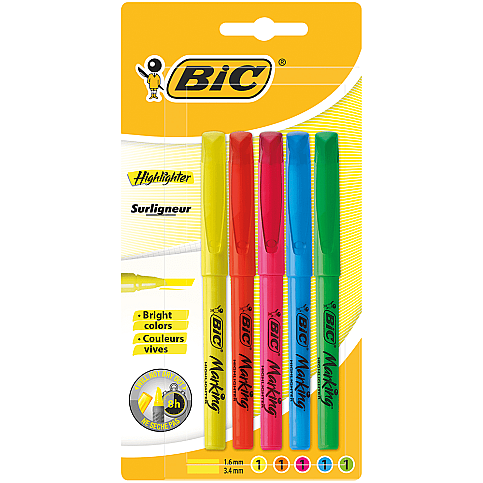 BİC MARKİNG FOSFORLU KALEM SETİ 5 RENK BLİSTER (893133) - 1