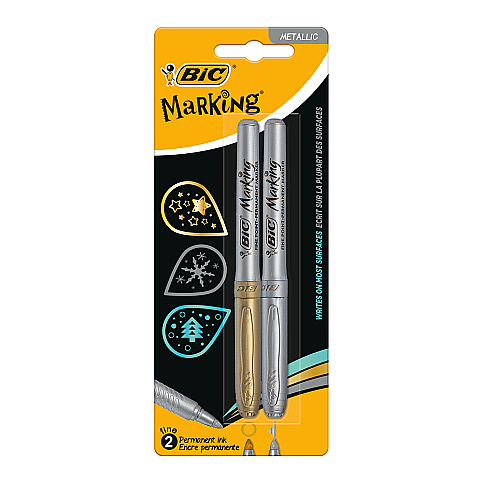 BİC MARKİNG PERMANENT MARKÖR ALTIN-GÜMÜŞ 2Lİ BLİSTER (900340) - 1