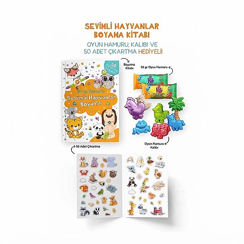 BİGKİDS YAYINLARI OYUN HAMURLU BOYAMA: SEVİMLİ HAYVANLAR - 1
