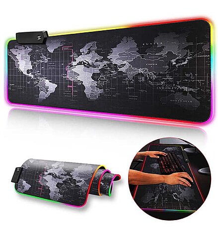 BLUEFORCE FGD-02 RGB LEDLİ OYUNCU MOUSE PAD XL 80x30cm DÜNYA HARİTALI - 3