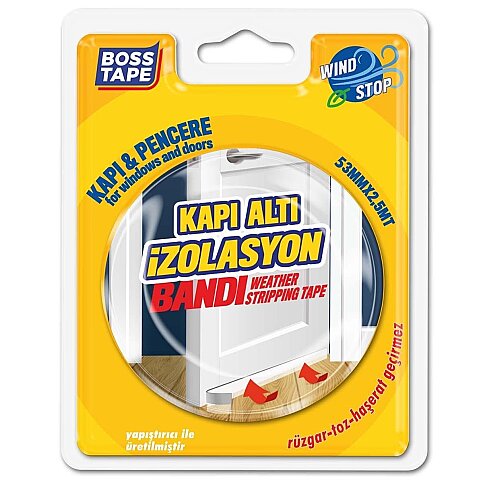 BOSS TAPE 1315 KAPI ALTI PENCERE İZOLASYON BANDI 60mmx2.5m ŞEFFAF - 1