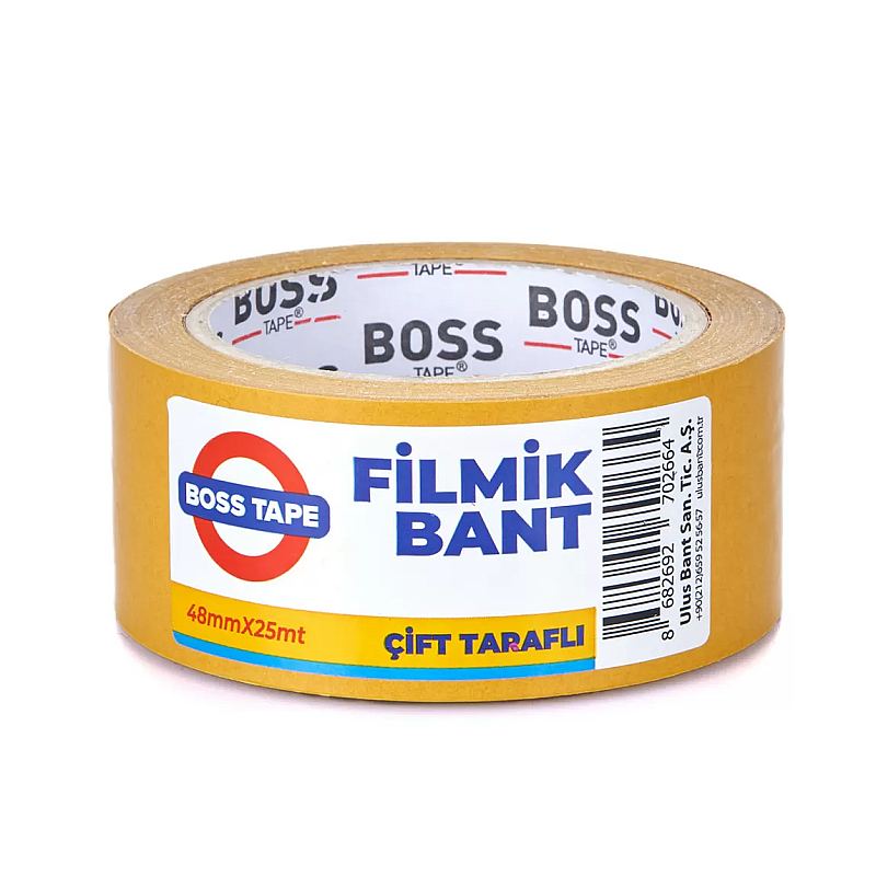 BOSS TAPE 2664 OPP ÇİFT TARAFLI FİLMİK BANT 48mmx25m SARI