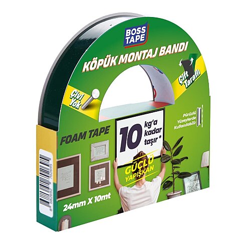 BOSS TAPE 2695 ÇİFT TARAFLI KÖPÜK BANT 24mmx10m (ORTA AĞIRLIK 10kg) - 2