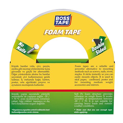 BOSS TAPE 2695 ÇİFT TARAFLI KÖPÜK BANT 24mmx10m (ORTA AĞIRLIK 10kg) - 3