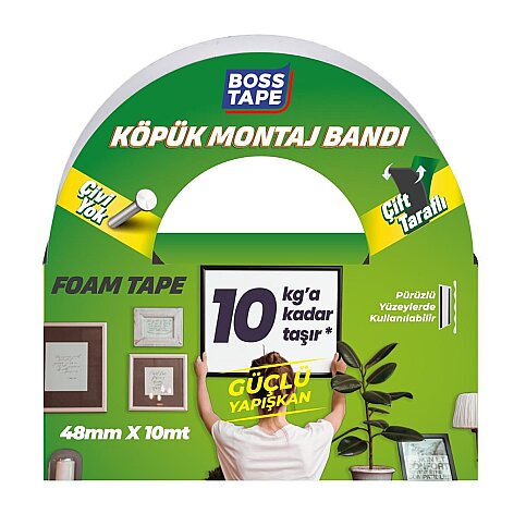 BOSS TAPE 2701 ÇİFT TARAFLI KÖPÜK BANT 48mmx10m (ORTA AĞIRLIK 10kg) - 1