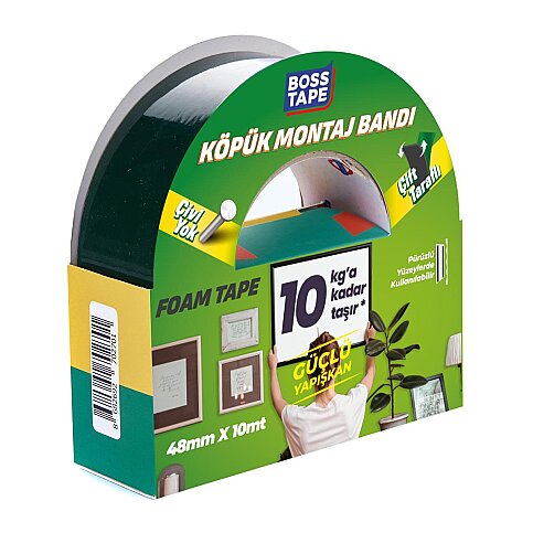 BOSS TAPE 2701 ÇİFT TARAFLI KÖPÜK BANT 48mmx10m (ORTA AĞIRLIK 10kg) - 2