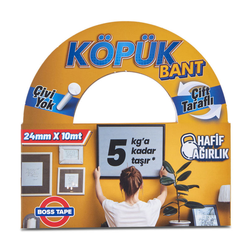 BOSS TAPE 2732 ÇİFT TARAFLI KÖPÜK BANT 24mmx10m (HAFİF AĞIRLIK 5kg)