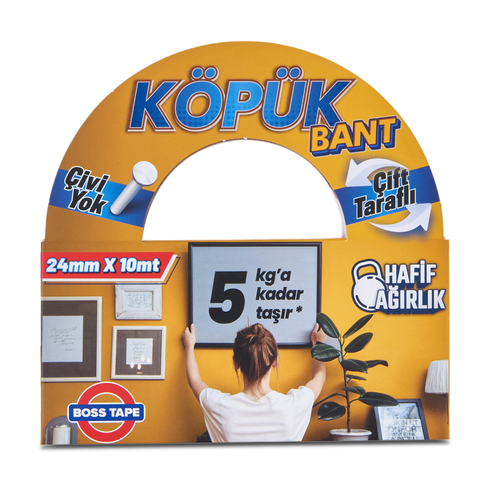 BOSS TAPE 2732 ÇİFT TARAFLI KÖPÜK BANT 24mmx10m (HAFİF AĞIRLIK 5kg) - 1