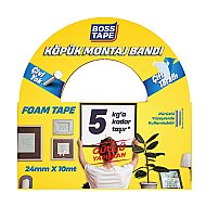 BOSS TAPE 2732 ÇİFT TARAFLI KÖPÜK BANT 24mmx10m (HAFİF AĞIRLIK 5kg) - BOSS TAPE