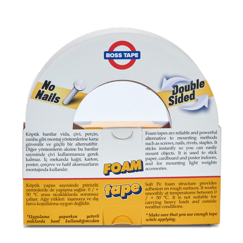 Boss Tape 2732 Çift Taraflı Köpük Bant 24Mmx10M (Hafif Ağırlık 5Kg) - 3