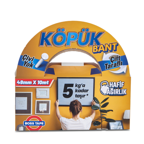 BOSS TAPE 2749 ÇİFT TARAFLI KÖPÜK BANT 48mmx10m (HAFİF AĞIRLIK 5kg) - 1