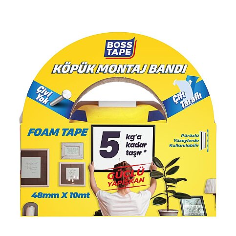 BOSS TAPE 2749 ÇİFT TARAFLI KÖPÜK BANT 48mmx10m (HAFİF AĞIRLIK 5kg) - 1