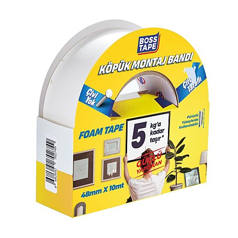 BOSS TAPE 2749 ÇİFT TARAFLI KÖPÜK BANT 48mmx10m (HAFİF AĞIRLIK 5kg) - 2