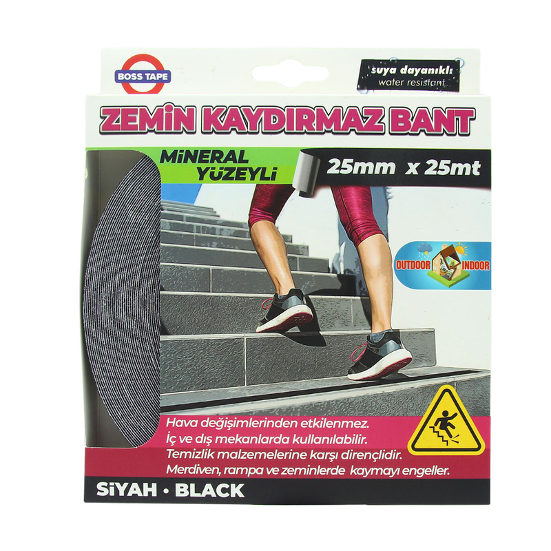 BOSS TAPE 2879 ZEMİN MERDİVEN KAYDIRMAZ BANT 25mmx25m SİYAH