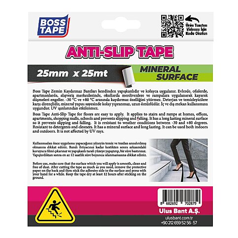 BOSS TAPE 2879 ZEMİN MERDİVEN KAYDIRMAZ BANT 25mmx25m SİYAH - 3
