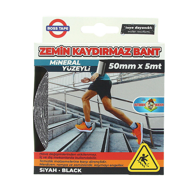 BOSS TAPE 2886 ZEMİN MERDİVEN KAYDIRMAZ BANT 50mmx5m SİYAH