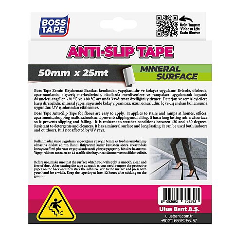 BOSS TAPE 2893 ZEMİN MERDİVEN KAYDIRMAZ BANT 50mmx25m SİYAH - 3