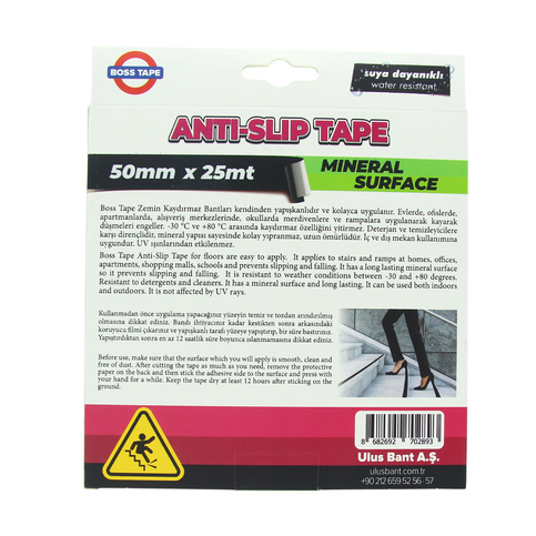 BOSS TAPE 2893 ZEMİN MERDİVEN KAYDIRMAZ BANT 50mmx25m SİYAH - 3