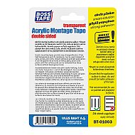 BOSS TAPE 2954 ÇİFT TARAFLI AKRİLİK MONTAJ BANDI 24mmx2m ŞEFFAF - 3