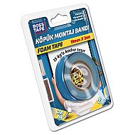 BOSS TAPE 2985 ÇİFT TARAFLI KÖPÜK BANT 19mmx2m (ÇOK KUVVETLİ 15kg) - BOSS TAPE (1)