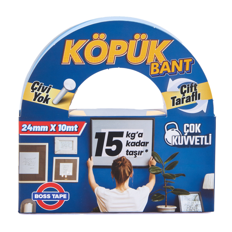 BOSS TAPE 3005 ÇİFT TARAFLI KÖPÜK BANT 24mmx10m (ÇOK KUVVETLİ 15kg)