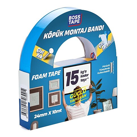 BOSS TAPE 3005 ÇİFT TARAFLI KÖPÜK BANT 24mmx10m (ÇOK KUVVETLİ 15kg) - 2