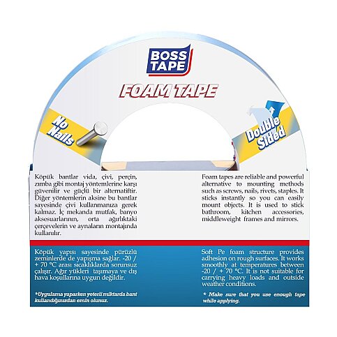 BOSS TAPE 3005 ÇİFT TARAFLI KÖPÜK BANT 24mmx10m (ÇOK KUVVETLİ 15kg) - 3