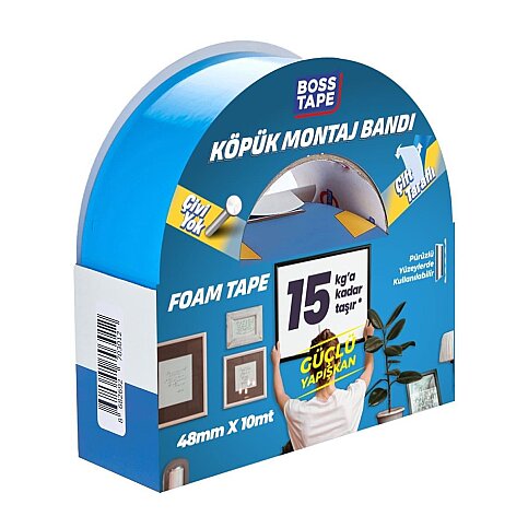 BOSS TAPE 3012 ÇİFT TARAFLI KÖPÜK BANT 48mmx10m (ÇOK KUVVETLİ 15kg) - 2