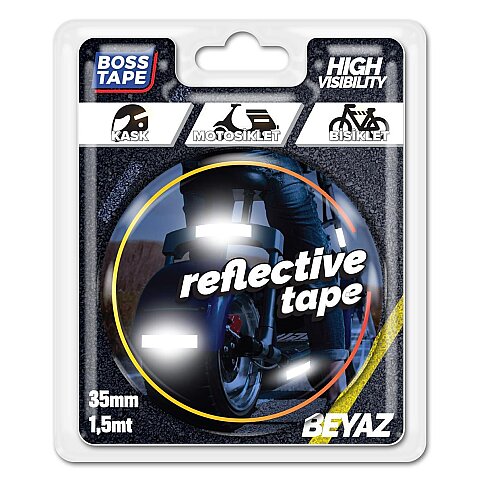 BOSS TAPE 3647 REFLEKTİF BANT 35mmx1.5m PARLAK BEYAZ - 1