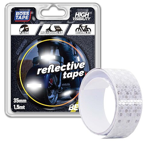 BOSS TAPE 3647 REFLEKTİF BANT 35mmx1.5m PARLAK BEYAZ - 3