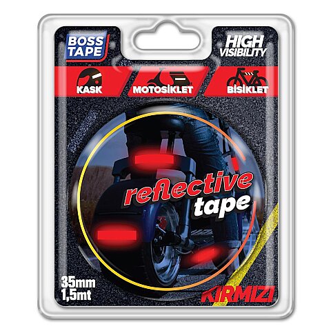 BOSS TAPE 3654 REFLEKTİF BANT 35mmx1.5m PARLAK KIRMIZI - 1