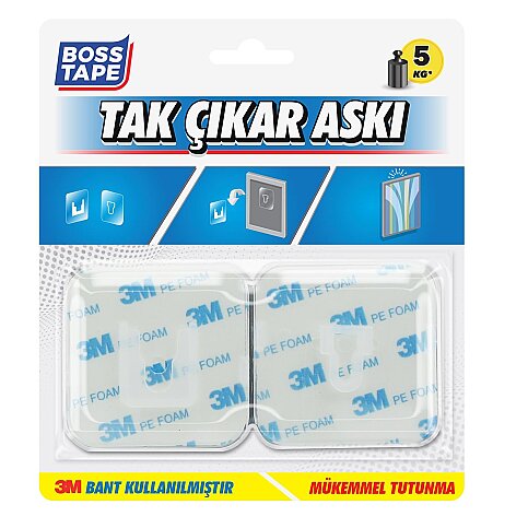 BOSS TAPE 3869 TAK ÇIKAR ASKI 60mmx60mm 2Lİ BLİSTER - 1