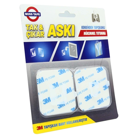 BOSS TAPE 3869 TAK ÇIKAR ASKI 60mmx60mm 2Lİ BLİSTER - 2