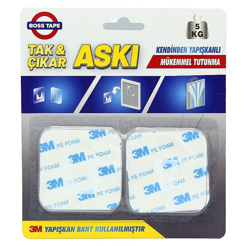 BOSS TAPE 3869 TAK ÇIKAR ASKI 60mmx60mm 2Lİ BLİSTER