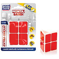 BOSS TAPE 3876 ÇİFT TARAFLI EKSTRA GÜÇLÜ MONTAJ BANDI PED 25mmx30mm 12Lİ BLİSTER - BOSS TAPE (1)