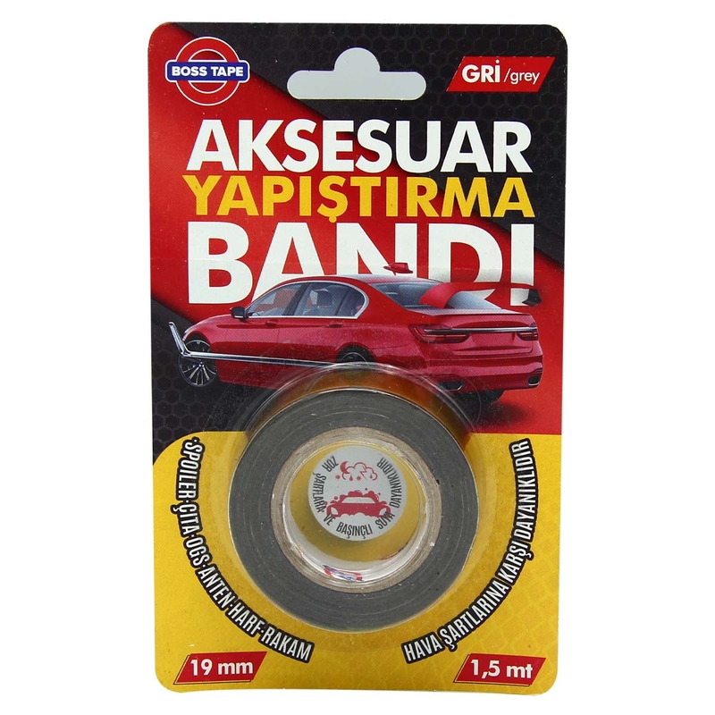 BOSS TAPE 3920 ÇİFT OTO AKSESUAR YAPIŞTIRMA BANDI 19mmx1.5m GRİ