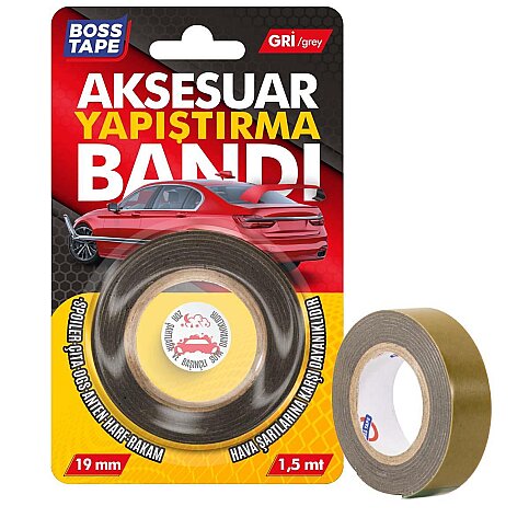 BOSS TAPE 3920 ÇİFT OTO AKSESUAR YAPIŞTIRMA BANDI 19mmx1.5m GRİ - 2