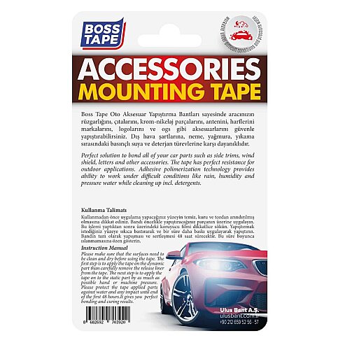 BOSS TAPE 3920 ÇİFT OTO AKSESUAR YAPIŞTIRMA BANDI 19mmx1.5m GRİ - 4