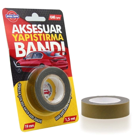 BOSS TAPE 3920 ÇİFT OTO AKSESUAR YAPIŞTIRMA BANDI 19mmx1.5m GRİ - 3