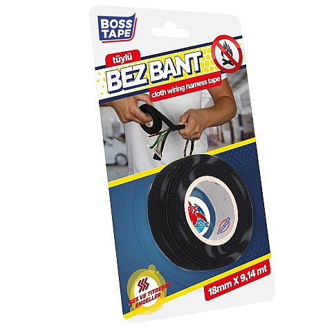 BOSS TAPE 3937 TÜYLÜ BEZ ELEKTRİK BANDI 18mmx9.14m SİYAH - 2